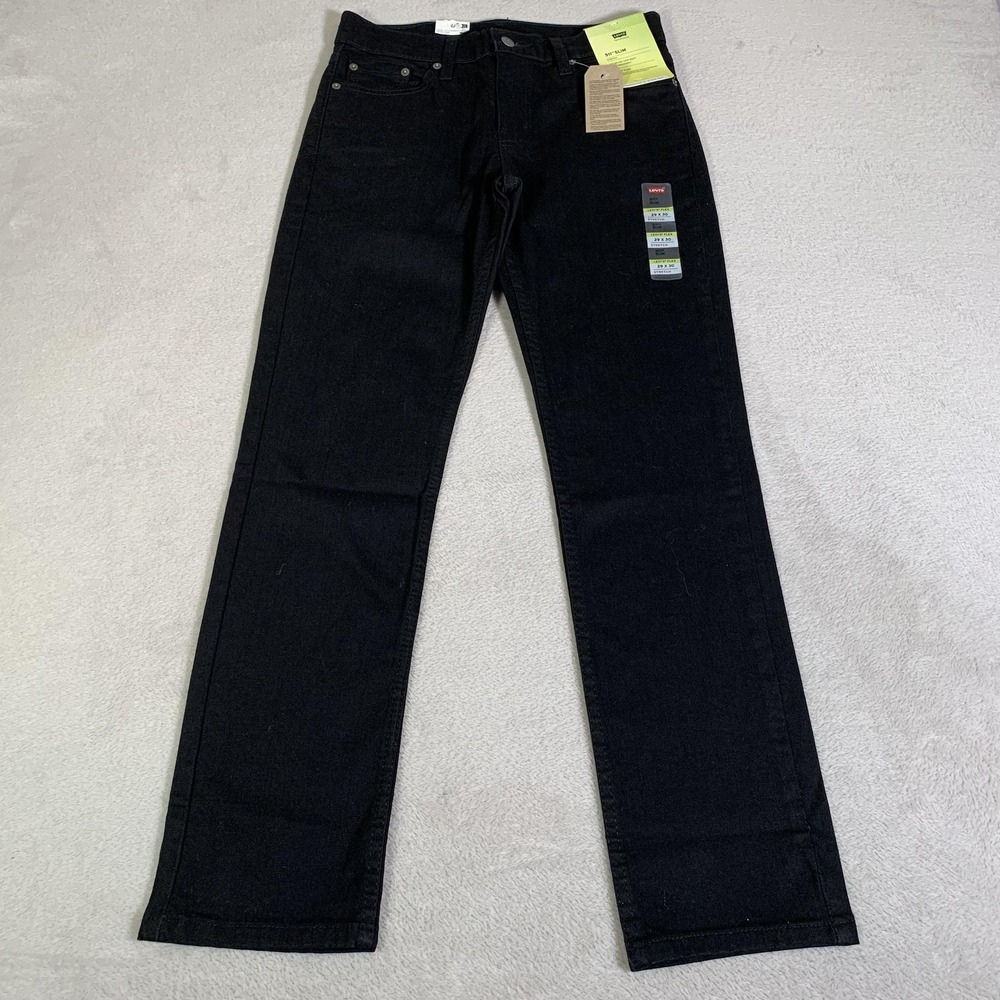 Levis 511 Jeans Womens 29x30 Black Dark Wash Slim Taper Stretch Levis Flex NEW